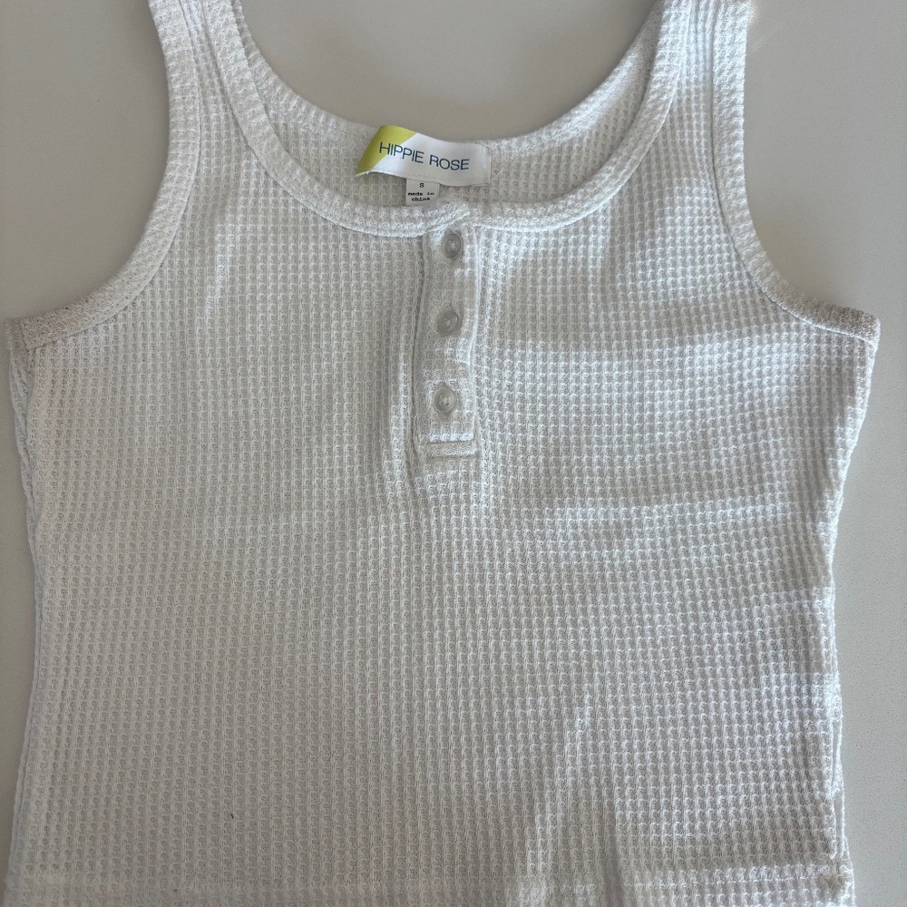 Hippie Rose Three button Waffle Tank